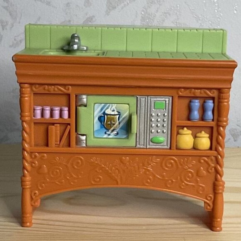 Fisher Price Loving Family Dollhouse 2004 Kitchen Island Microwave Sink Bar